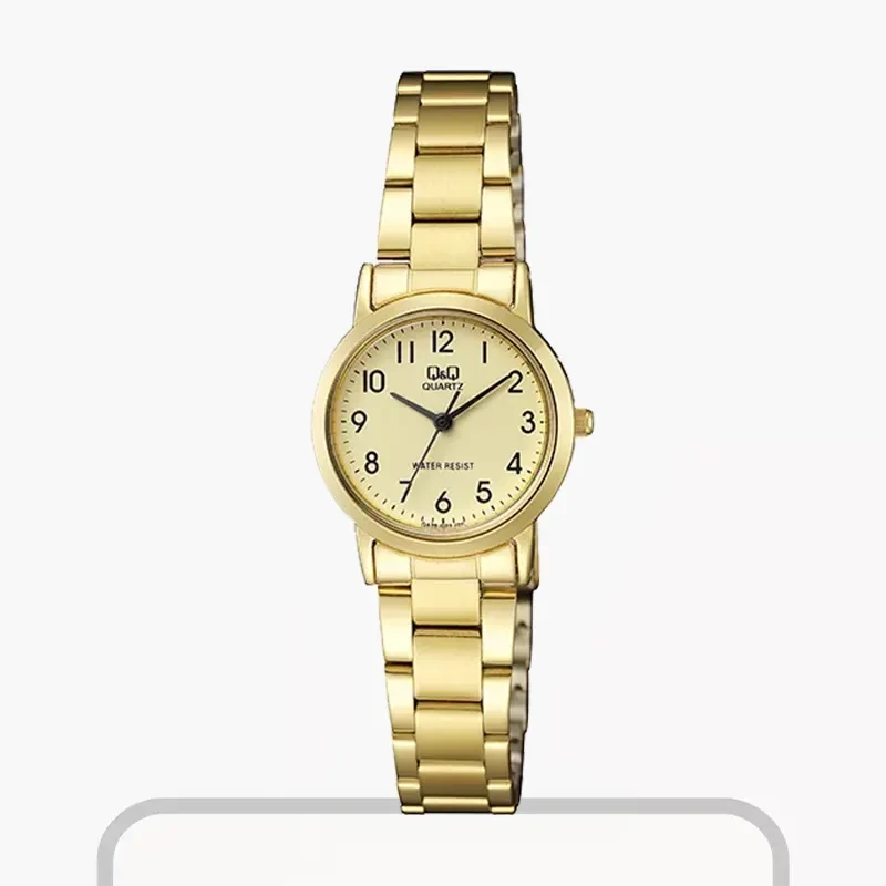 Q&Q Gold Dial Quartz Ladies Watch- QA39J003Y